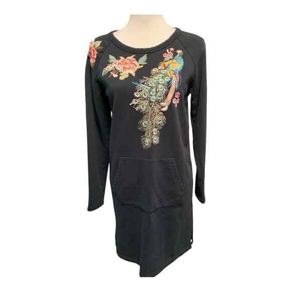 Driftwood Layla Peacock Sweatshirt Dress Size S - Picture 2 of 9